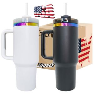 USA Warehouse Eco-Friendly 40oz Stainless Steel Powder Coated White <b>Black</b> Rainbow Plated Travel Tumbler Lid Straw Sunflower - Product Image 1