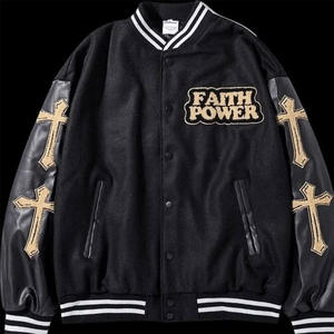 เสื้อแจ็กเก็ตเบสบอลแขนยาวสำหรับผู้ชายเสื้อทีมโรงเรียนปักลายตัวอักษรคุณภาพสูงงานตามสั่ง - Product Image 1