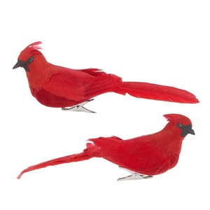 Noel dekorasyon 7 inç Clip-On kardinal süsler yapay kuşlar - Product Image 1