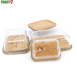 High Quality Oven Safe Glass Food Pyrex Bamboo Box Cover With Glass Container