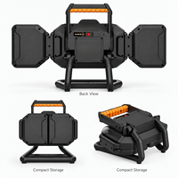 Lampe de travail LED portable rechargeable 30W 50W, 3 panneaux, trépied pliable, éclairage de chantier USB C pour la construction