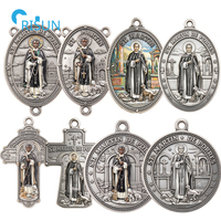 Collier pendentif médaillon personnalisé Saint Martin de Porres, centre de chapelet religieux catholique, charme médaille de Saint Martin de Porres