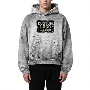 Sweat à capuche oversize pour homme, imprimé tie-dye, en molleton bouclette, avec logo personnalisé, coupe ample, broderie vieillie, strass, style vintage - Product Image 1