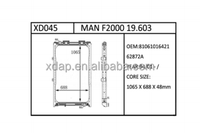 Nuevo Radiador de Aluminio para Camión MAN con 1 Año de Garantía, para MAN F2000 19.603 (Modelo XD045)