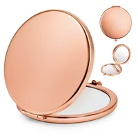 Custom Logo Round Pocket Glass Metal Frame Double-Sided Magnifier Makeup Mirror Portable Compact Wedding Party Gift