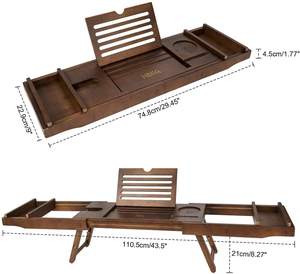 Offre Spéciale Salle De Bains <span class=keywords><strong>Baignoire</strong></span> Réglable Caddy Plateau Extensible Bambou Pliant <span class=keywords><strong>Baignoire</strong></span> Plateau Avec Ipad Vin <span class=keywords><strong>Porte</strong></span>-Gobelet - Product Image 3