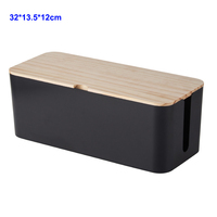 Boîte de gestion des câbles couvercle en bambou grand support organisateur de fils de stockage pour bureau à domicile TV ordinateur Hub USB pour couvrir cacher les fils d'alimentation