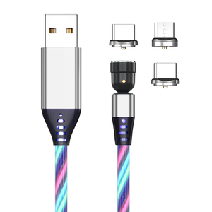 Rotación de 540 grados <span class=keywords><strong>3</strong></span> en 1 <span class=keywords><strong>cable</strong></span> de carga rápida LED flujo luminoso <span class=keywords><strong>USB</strong></span> <span class=keywords><strong>cable</strong></span> de carga magnético para teléfono - Product Image 4