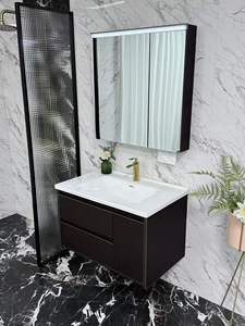 Meuble de salle de bain moderne pour hôtel, miroir intelligent, en contreplaqué résistant à l'eau, mural, avec coiffeuse et <span class=keywords><strong>armoire</strong></span> à <span class=keywords><strong>pharmacie</strong></span> - Product Image 1