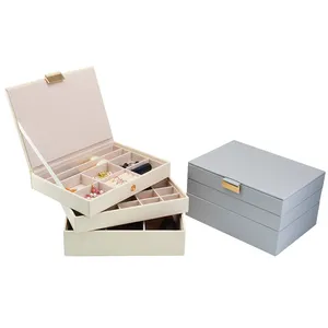 Mexda Stackers Jewelry Box Leather Jewellery Organizer Storage Display Case Stacking Jewelry Trays Jewelry Display Tray