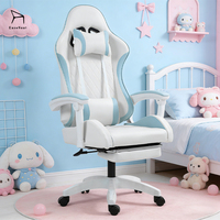 Chaise de jeu ergonomique confortable à dossier haut avec repose-pieds et soutien lombaire
