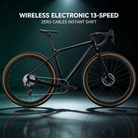 Vélo de gravier en carbone 700C, 13 vitesses, transmission électronique sans fil, frein hydraulique, axe traversant, guidon drop bar, cockpit aérodynamique, pneu 40C, 9,9 kg