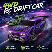 Voiture RC 4x4 de drift avec pneus doubles, lumières LED, commande proportionnelle 2,4 GHz, jouet de course télécommandé rechargeable