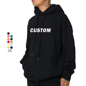 OEM ODM Oversize 100 Cotton 350 Gsm Boxy Hoodie Sweatshirt Blank Heavyweight Thick Black Custom Print logo Hoodie for Men