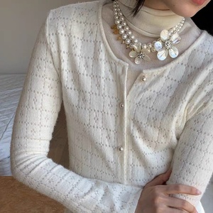 Elegante oro cristal Choke doble capa flor Natural Shell alta calidad hecho a mano amor poema doble capa collar de perlas - Product Image 3