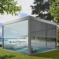 Pergola Aluminium Bioklimatik Bermotor Otomatis Ukuran 3x3 3x4 6x4 untuk Taman, Gazebo, dan Paviliun