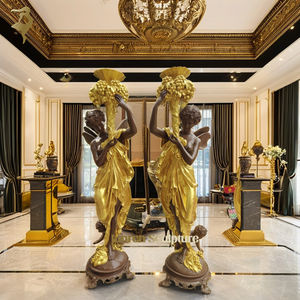 Luxe grandeur nature Art décor couleur dorée <span class=keywords><strong>grec</strong></span> Bronze Statue femme tenir lampe <span class=keywords><strong>poste</strong></span> debout en laiton Antique Statue lampe femme - Product Image 3