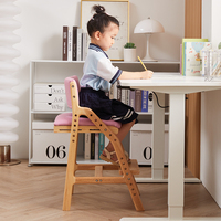 Chaise d'étudiant en bois massif à hauteur réglable pour les enfants pour les repas en famille et l'apprentissage