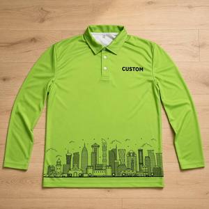 Custom Wholesale High Quality Breathable Dry Fit City Graphic Sublimation Print <b>Long</b> <b>Sleeve</b> <b>Men's</b> <b>Polo</b> <b>Shirts</b> for <b>Men</b> - Product Image 3