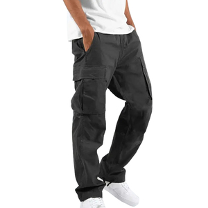 Etichetta personalizzata all'ingrosso tasche Multiple Jogging Blank Track pantaloni Cargo neri da uomo pantaloni sportivi personalizzati pantaloni Cargo da uomo - Product Image 2