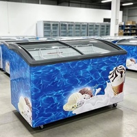 Congélateur horizontal commercial 415L avec porte coulissante vitrée pour îlot de présentation de crèmes glacées pour supermarché OEM