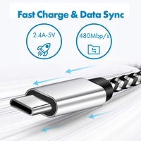 Type C 3a Câble de chargeur de charge super rapide OEM/ODM Tresse USB-C Câble de données de téléphone portable Câble Usb Type C pour Android