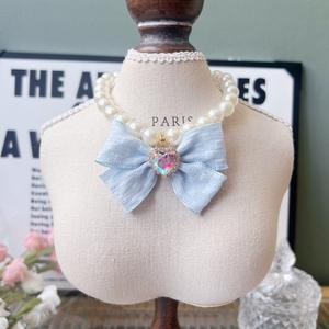 <span class=keywords><strong>Collar</strong></span> para mascotas de Bichón de peluche sólido de estilo japonés, cintas con lazo dulce, <span class=keywords><strong>collar</strong></span> de perlas suaves, accesorio transfronterizo suave para perros y gatos - Product Image 5