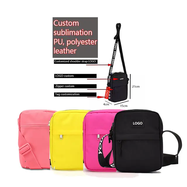 LOW MOQ Custom Embroider Multifunction Outdoor Sport Shoulder Bag Messenger Belt Body Sling Side Bag For Mens Crossbody Bag