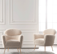 Fauteuil inclinable en fausse fourrure crème, fauteuil d'appoint moderne, fauteuil de détente avec pieds en métal doré pour salon, salle à manger, bar à domicile, certifié BSCI