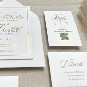 Invitaciones Clásicas con Lámina Dorada, Invitaciones <span class=keywords><strong>de</strong></span> Boda Sencillas, Exquisito Regalo para Invitar a un Boda, para una Recepción <span class=keywords><strong>de</strong></span> Boda Moderna - Product Image 3