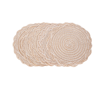 Vente en gros de sets de table ronds modernes faits à la main en polyester et coton écologiques, 38 cm de diamètre, pour table à manger