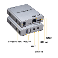 Extensor USB KVM de 60M, transmisor de vídeo, receptor compatible con HDMI a través de Ethernet RJ45 CAT5e/6, compatible con teclado y ratón