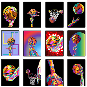 Affiche esthétique abstraite d'art de graffitis colorés sur le thème du basketball, impression de peinture à l'huile, décoration murale pour <span class=keywords><strong>chambre</strong></span> de garçon, décoration intérieure - Product Image 2