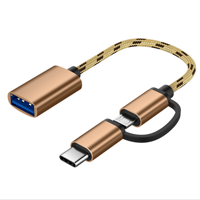 2 in 1 Type C & Micro USB Cable to USB 3.0 Female Adapter OTG for MacBook Pro,Air,iPad Pro,and More Type-C Devices.
