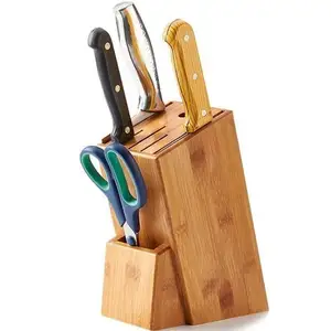 Novo utensílio de cozinha, novo suporte de bloco de faca de madeira de bambu sólido para uso de cozinha