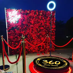 Quiosque fotográfico com logotipo personalizado, máquina de foto 360 graus gratuita para festas com anel de LED, tamanho pequeno, mini 68cm, 80cm, rotação 360 graus