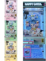 Happy Catch Machine à griffes LED néon rose, à monnayeur, pour la distribution de peluches, jeu d'arcade
