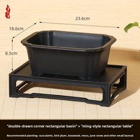 Maceta de resina estilo chino para suculentas, maceta transpirable de nuevo estilo para bonsáis, maceta engrosada para control de raíces, maceta para techo/balcón