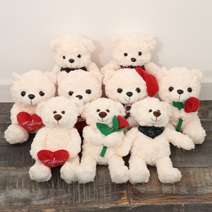 Ours en peluche avec écharpe et fleurs, ours en peluche couple, ours en coton PP en forme de cœur, cadeau d'anniversaire mignon, 31cm-50cm, vente en gros - Product Image 4