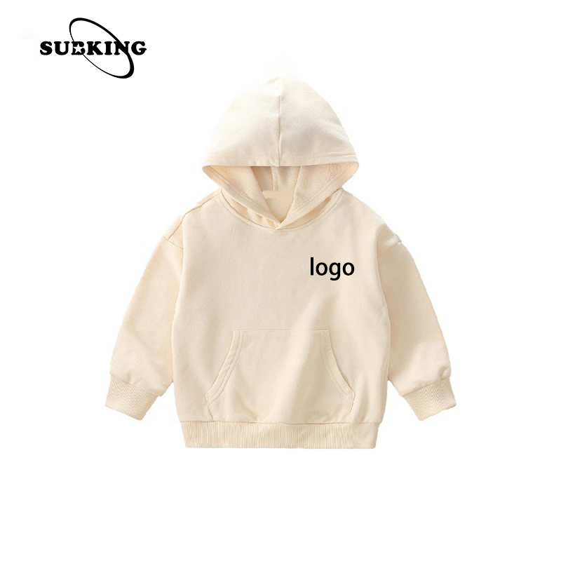 Boys Pullover Blank Kids Hooded Cotton