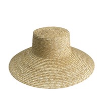Chapeau de soleil en paille de blé tressée à bord biseauté et large pour femme, idéal pour les vacances d'été, la plage et les occasions formelles