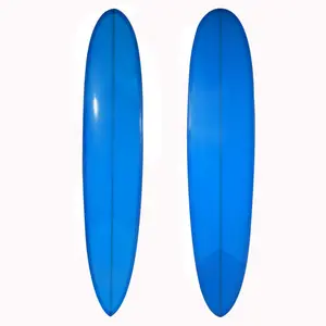 UPSURF Wholesale blue color Pu Foam Longboard Surfboard with plastic surf fin