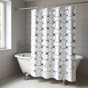 Cortina de ducha de tela Liana, 240x200 cm, decoración de baño con diseño geométrico moderno - Product Image 3