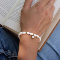 Bracelet élégant en perles d'eau douce et zircon cubique, étanche, plaqué or 18 carats PVD, en acier inoxydable, bijoux pour femmes, cadeau