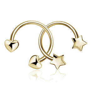 Barre de musculation circulaire en acier inoxydable 316L avec extrémités en forme de cœur |   Bijoux hypoallergéniques pour piercing du nez, des lèvres et des oreilles - Product Image 3