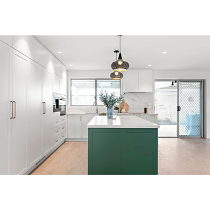 Australie <span class=keywords><strong>MDF</strong></span> <span class=keywords><strong>Laque</strong></span> Prêt à Assembler Blanc Mat Couleur Shaker Porte Design Moderne Armoires de Cuisine Modulaires - Product Image 3