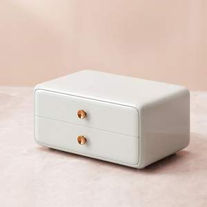 Db Modern Waterproof Makeup Organizer With Transparent Lid And Dual <b>Drawers</b> For Cosmetic <b>Storage</b> White <b>Plastic</b> Design - Product Image 6