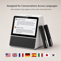 Console d'interprétation bidirectionnelle avec deux récepteurs portables, écran de traduction en temps réel pour hôtels et cliniques