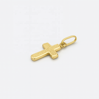 Colgante Religioso de Cruz Cristiana Hecho a Mano en Oro de 14K, Pequeño, Texturizado, Granulado, Amarillo, Unisex, para Mujeres, Hombres y Niñas, para Uso Diario