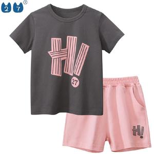 Venta caliente última moda verano niños dos piezas ropa Casual traje camiseta pantalones cortos venta al por mayor chica ropa corta conjunto - Product Image 2